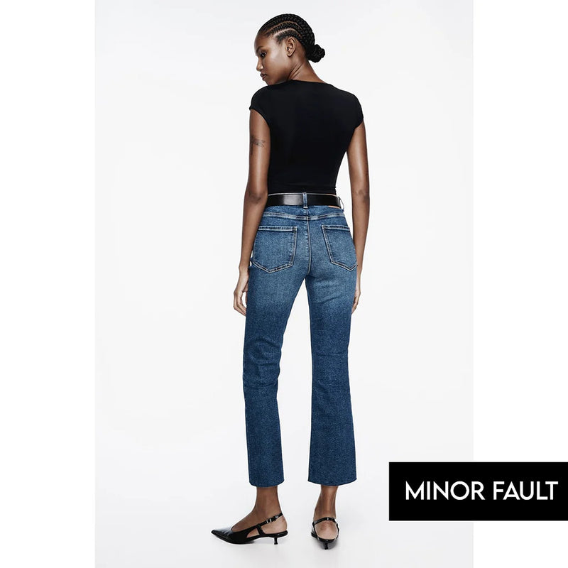 (Minor Fault) Blue High Waisted Mini Flare Jeans | Montivo Pakistan
