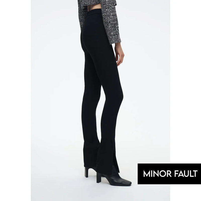 (Minor Fault) Black High Rise Contour Leggings with Slits | Montivo Pakistan