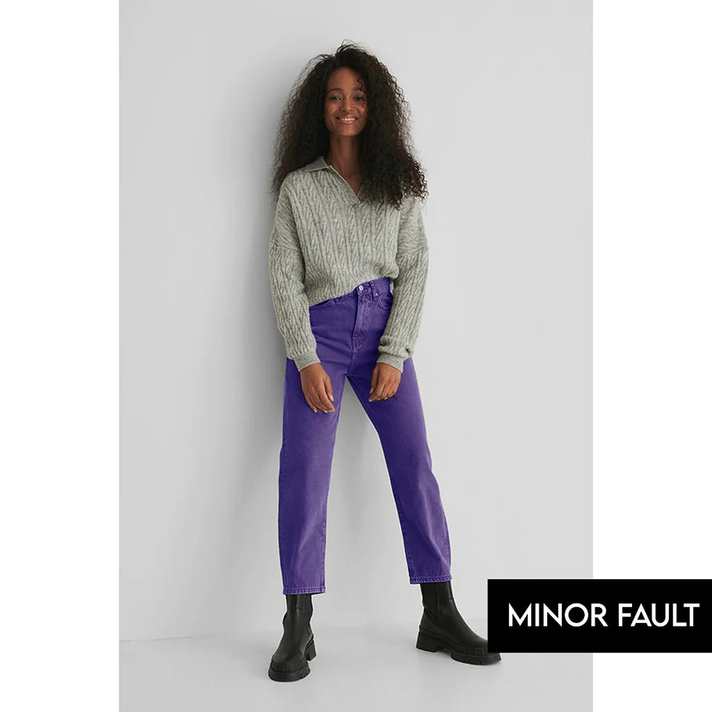 (Minor Fault) Purple Mom Fit High Jeans | Montivo Pakistan