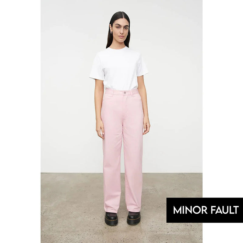(Minor Fault) Pink Straight Leg High Rise Jeans | Montivo Pakistan