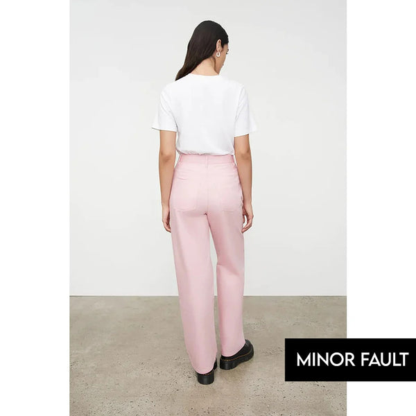 (Minor Fault) Pink Straight Leg High Rise Jeans | Montivo Pakistan