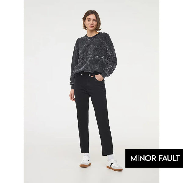 (Minor Fault) Black High Waisted Mom Jeans | Montivo Pakistan