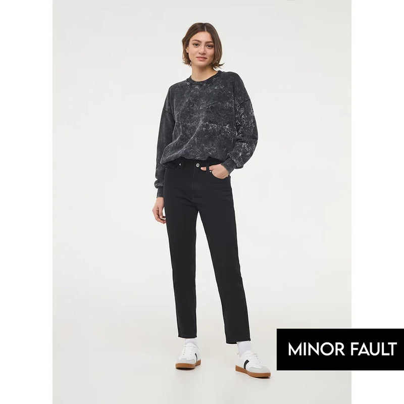 (Minor Fault) Black High Waisted Mom Jeans | Montivo Pakistan