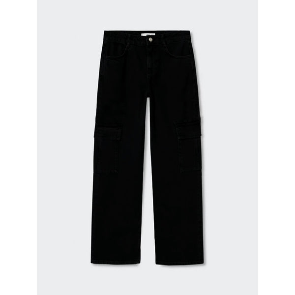 Black Cargo Wide Leg Jeans | Montivo Pakistan