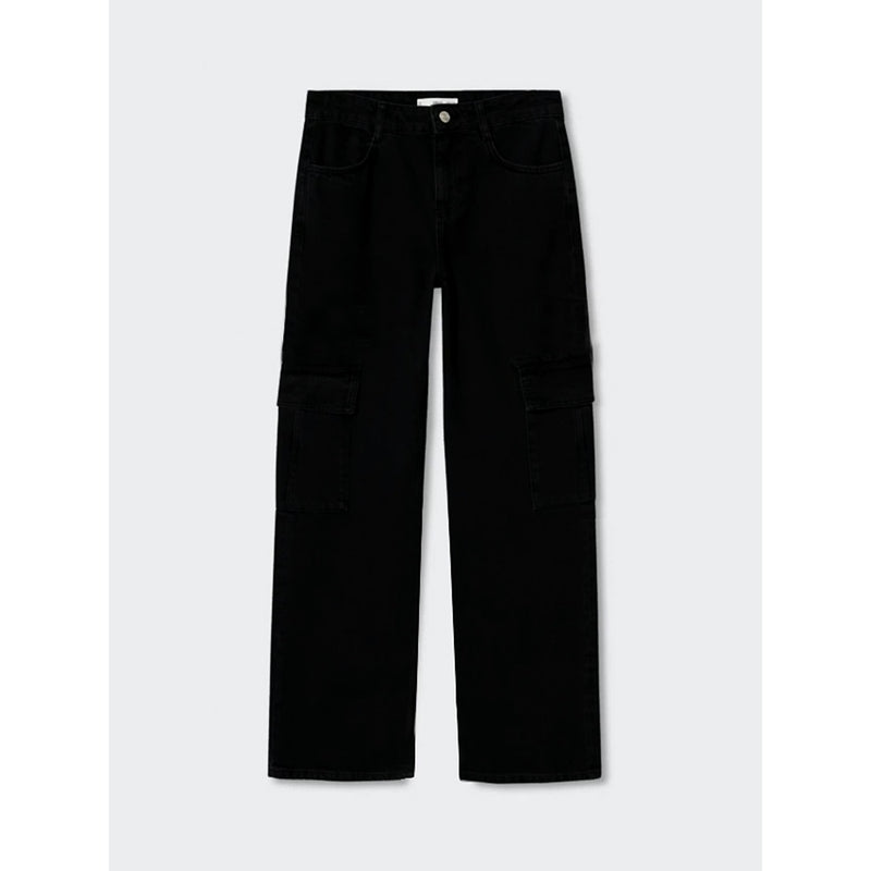 Black Cargo Wide Leg Jeans | Montivo Pakistan