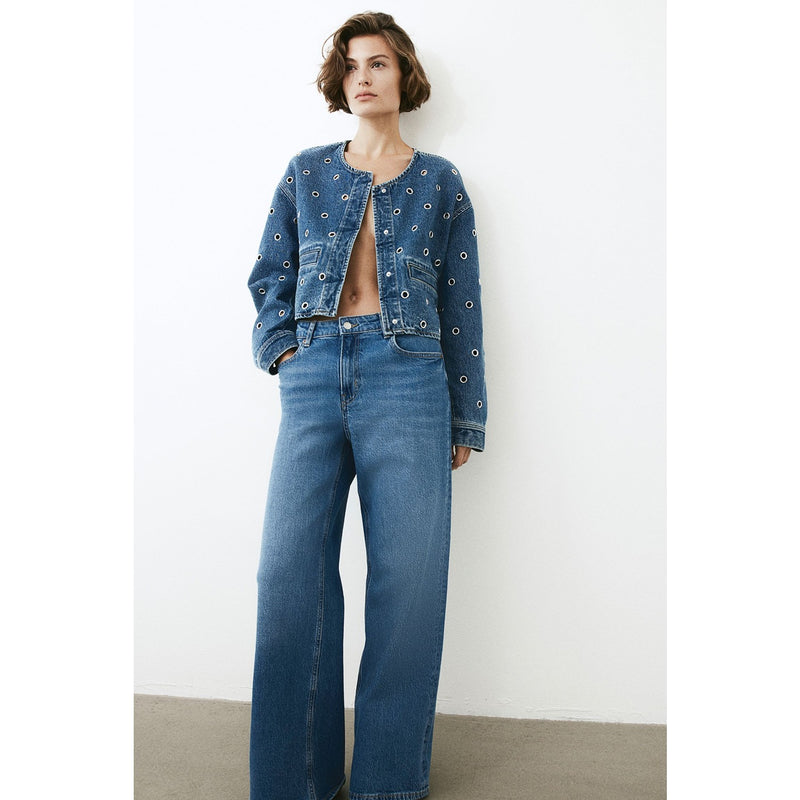 Blue High Rise Wide Leg Jeans | Montivo Pakistan