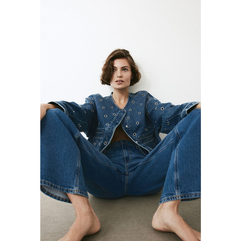 Blue High Rise Wide Leg Jeans | Montivo Pakistan