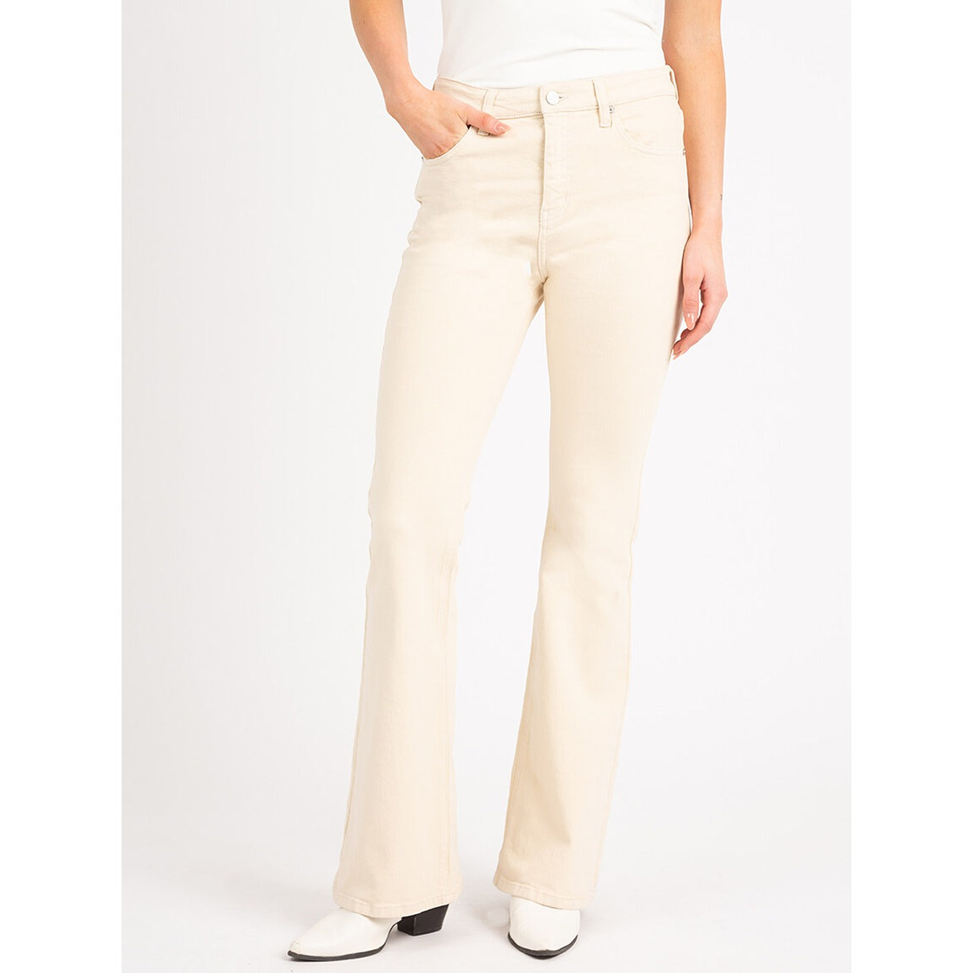 Ecru Flare Mid Rise Jeans | Montivo Pakistan