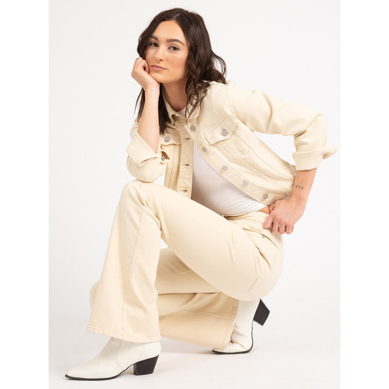 Ecru Flare Mid Rise Jeans | Montivo Pakistan
