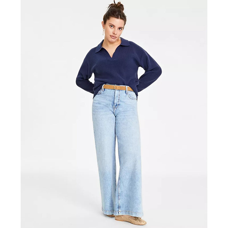 Light Blue High Rise Wide-Leg Jeans | Montivo Pakistan