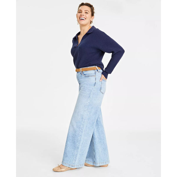 Light Blue High Rise Wide-Leg Jeans | Montivo Pakistan