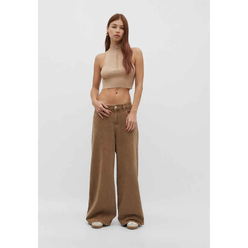 Light Brown Skater Wide Leg Jeans | Montivo Pakistan