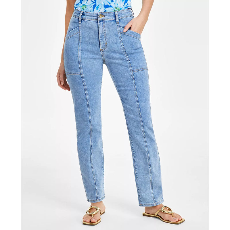 High-Rise Seamed Straight-Leg Jeans | Montivo Pakistan