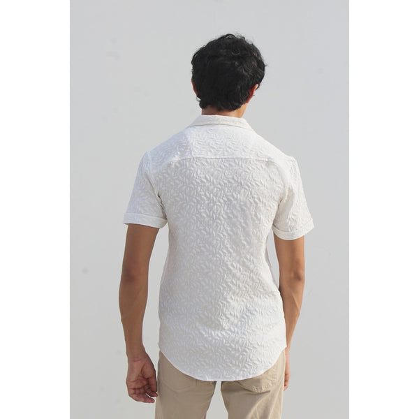White Textured Cuban Shirt | Montivo Pakistan