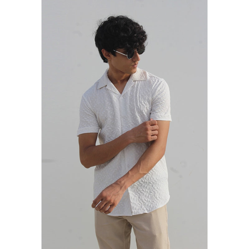 White Textured Cuban Shirt | Montivo Pakistan