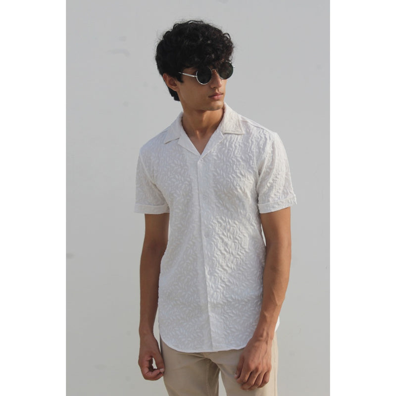 White Textured Cuban Shirt | Montivo Pakistan