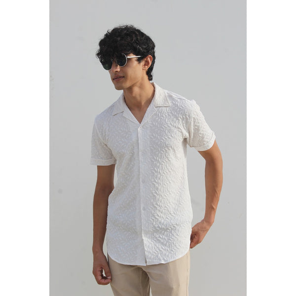 White Textured Cuban Shirt | Montivo Pakistan