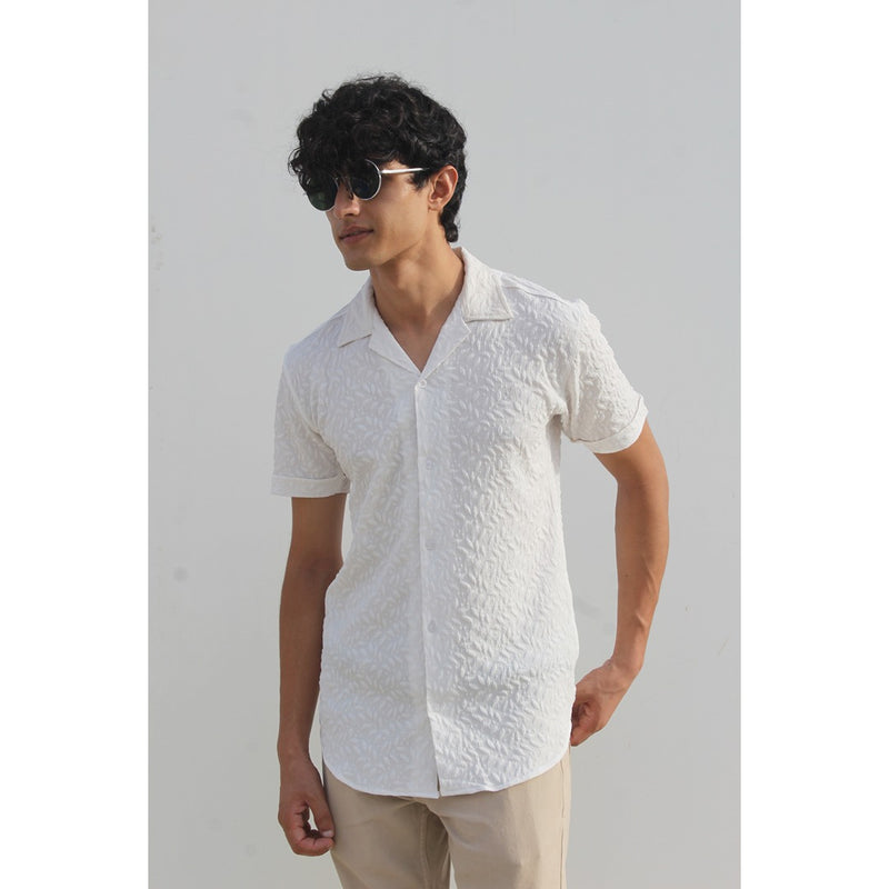 White Textured Cuban Shirt | Montivo Pakistan