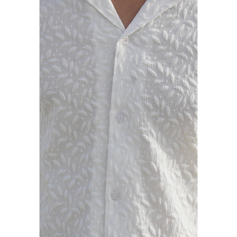 White Textured Cuban Shirt | Montivo Pakistan