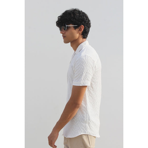 White Textured Cuban Shirt | Montivo Pakistan