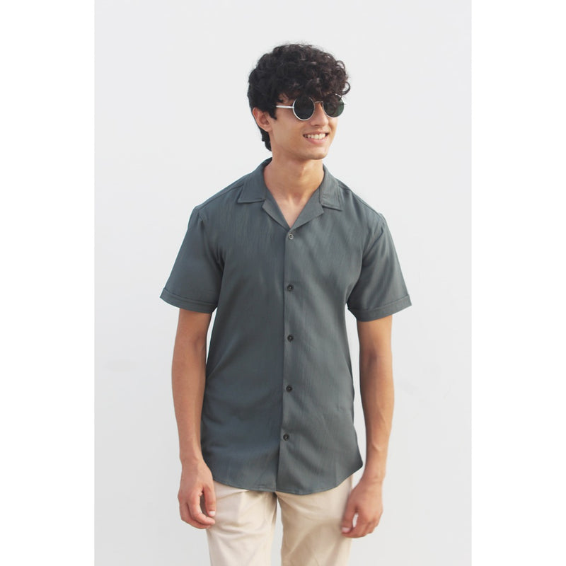 Green Textured Cuban Shirt | Montivo Pakistan