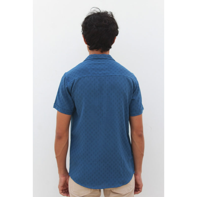 Cyan Textured Cuban Shirt | Montivo Pakistan