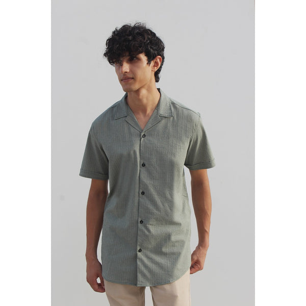 Light Green Textured Cuban Shirt | Montivo Pakistan