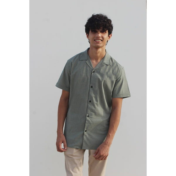 Light Green Textured Cuban Shirt | Montivo Pakistan