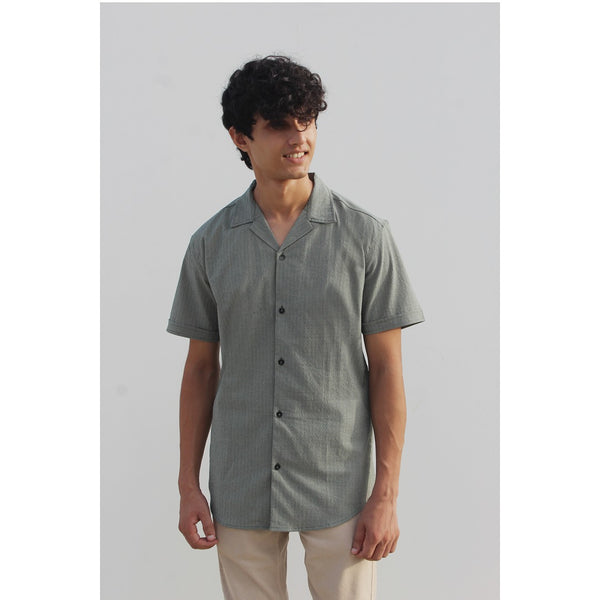 Light Green Textured Cuban Shirt | Montivo Pakistan