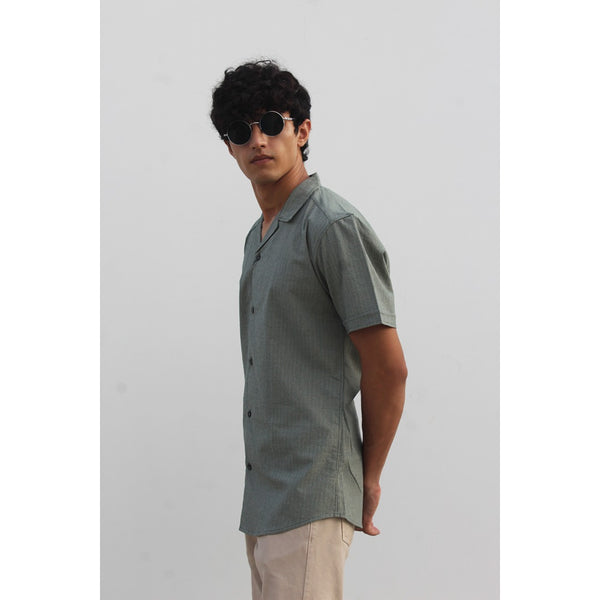 Light Green Textured Cuban Shirt | Montivo Pakistan