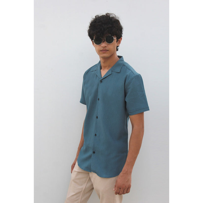Sea Green Textured Cuban Shirt | Montivo Pakistan