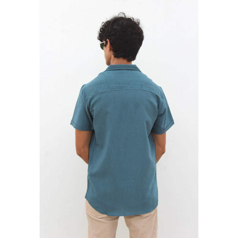 Sea Green Textured Cuban Shirt | Montivo Pakistan