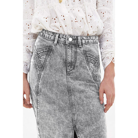 Grey Front Slit Denim Skirt | Montivo Pakistan