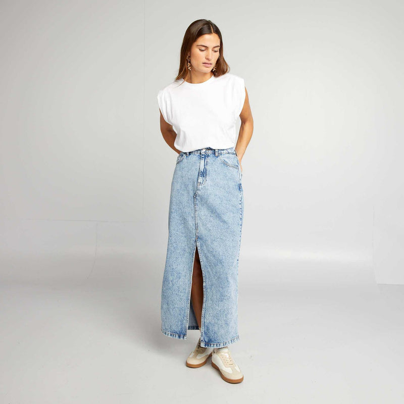 Light Blue Denim Midi Skirt | Montivo Pakistan