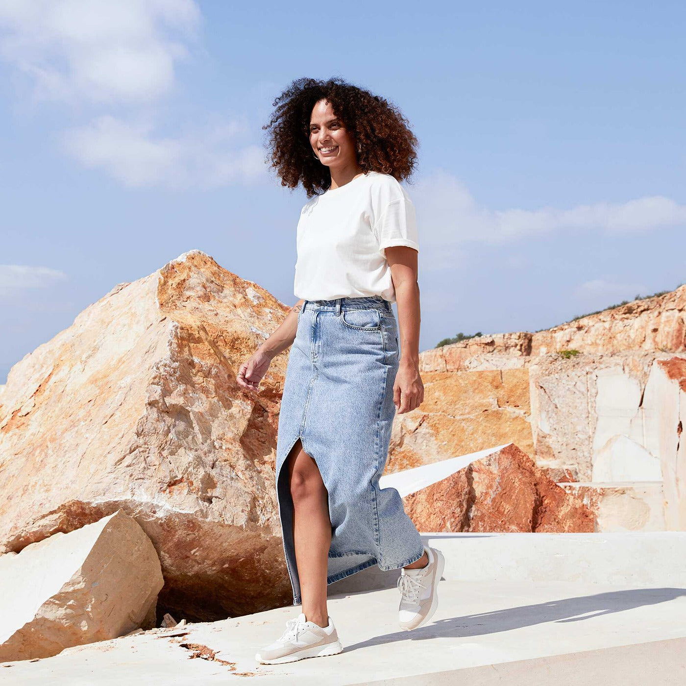 Light blue midi skirt hotsell