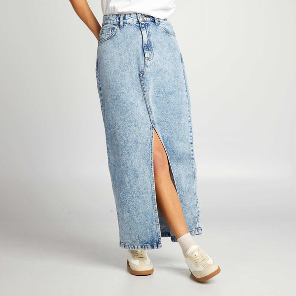 Light Blue Denim Midi Skirt | Montivo Pakistan