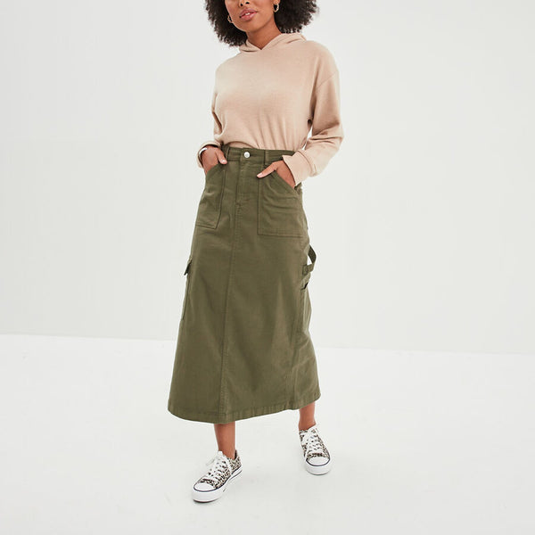 Green Cargo Midi Skirt | Montivo Pakistan