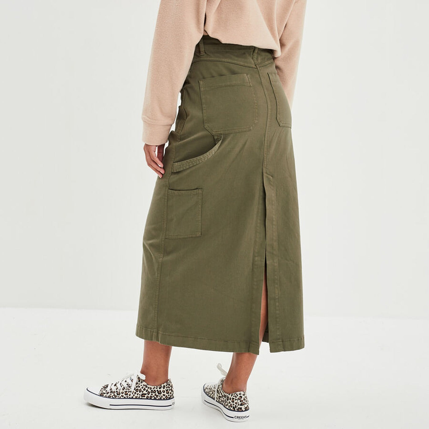 Green Cargo Midi Skirt | Montivo Pakistan