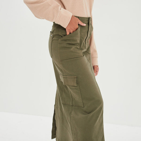 Green Cargo Midi Skirt | Montivo Pakistan