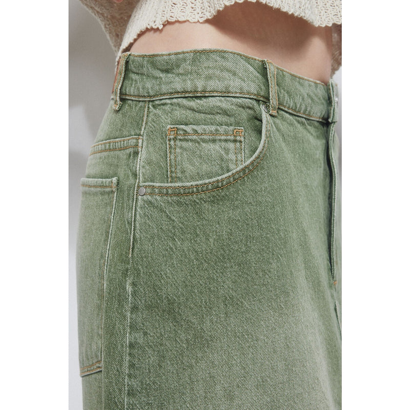 Light Green Denim Midi Skirt | Montivo Pakistan