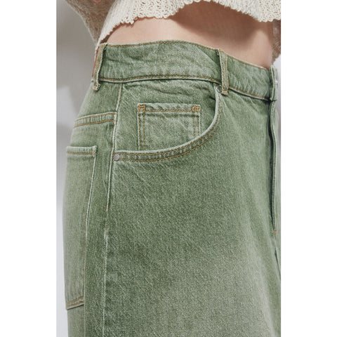 Light Green Denim Midi Skirt | Montivo Pakistan