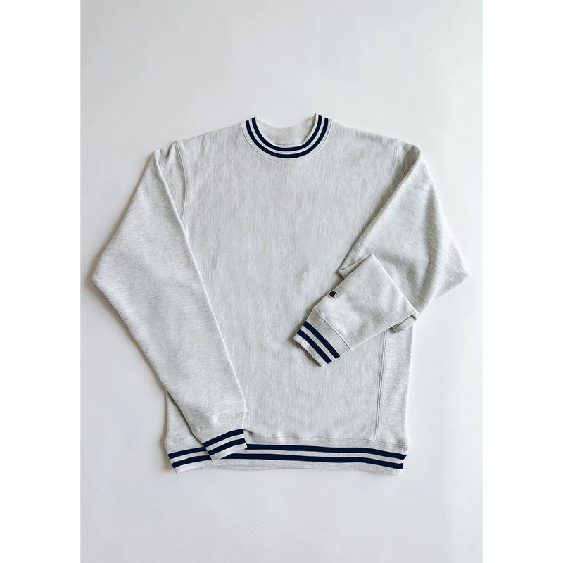 Grey Reverse Weave Navy Stripe Sweatshirt | Montivo Pakistan