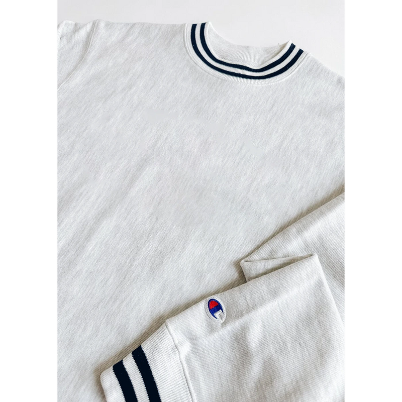 Grey Reverse Weave Navy Stripe Sweatshirt | Montivo Pakistan