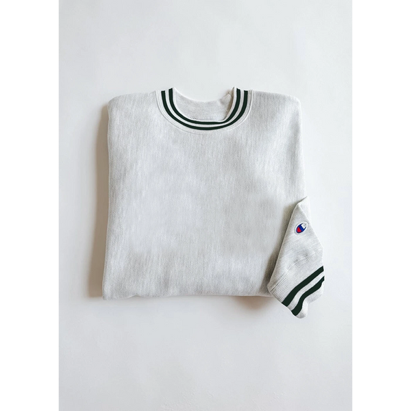 Grey Reverse Weave Green Stripe Sweatshirt | Montivo Pakistan