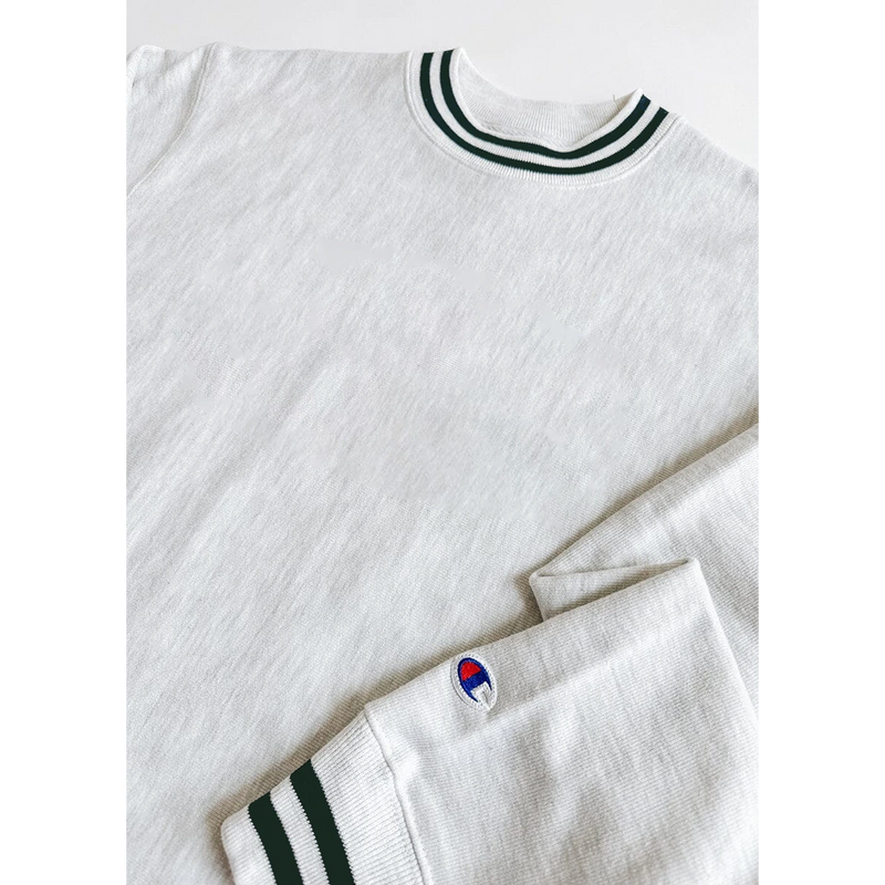 Grey Reverse Weave Green Stripe Sweatshirt | Montivo Pakistan