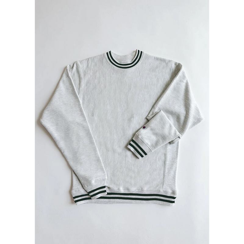 Grey Reverse Weave Green Stripe Sweatshirt | Montivo Pakistan