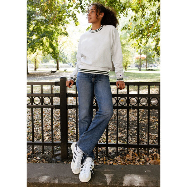 Grey Reverse Weave Green Stripe Sweatshirt | Montivo Pakistan