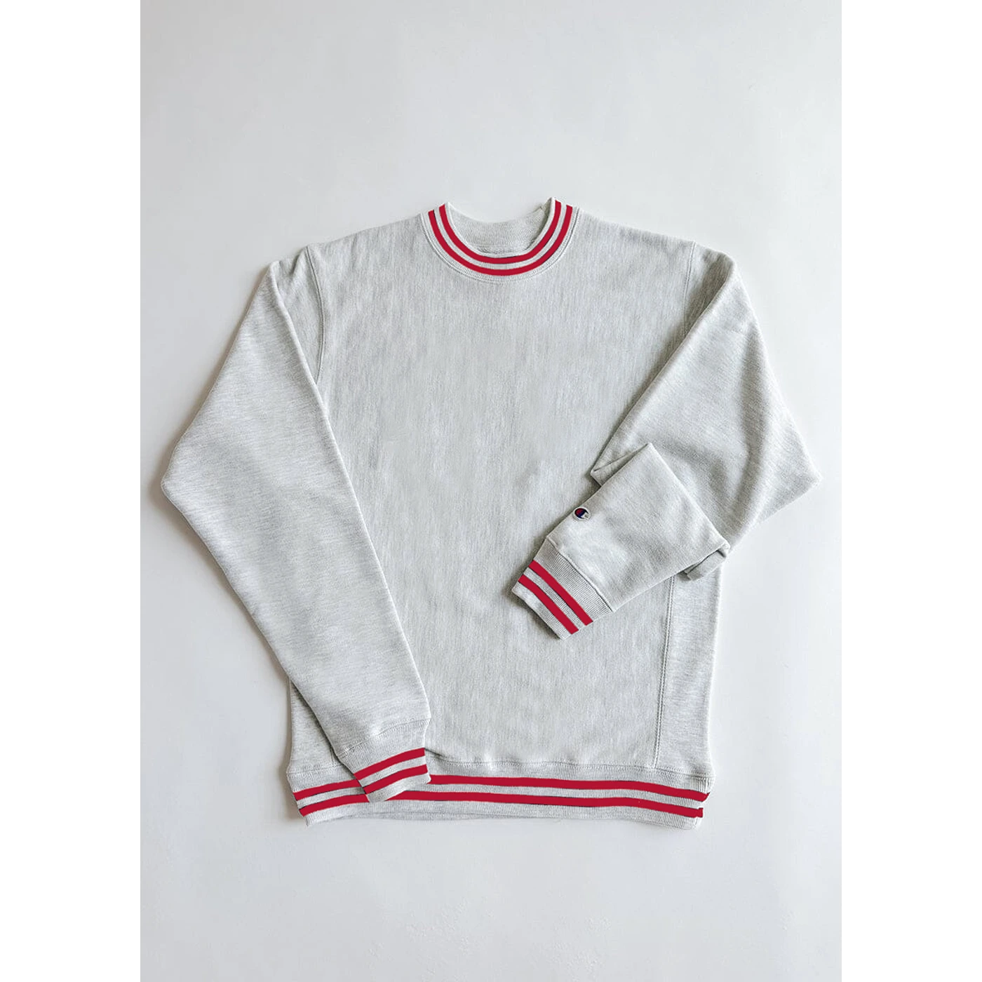 Grey Reverse Weave Red Stripe Sweatshirt | Montivo Pakistan
