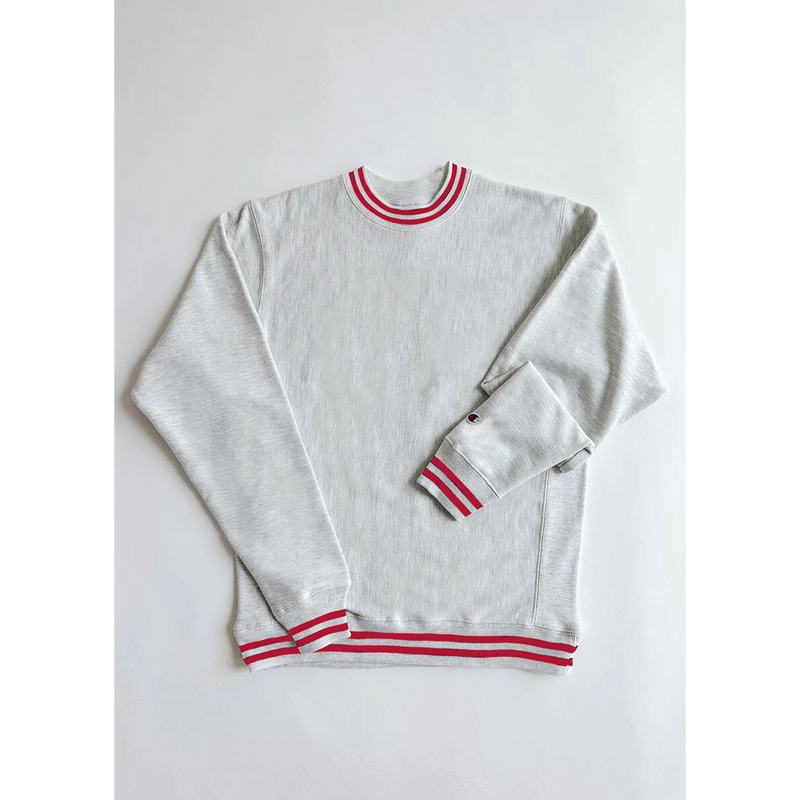 Grey Reverse Weave Red Stripe Sweatshirt | Montivo Pakistan