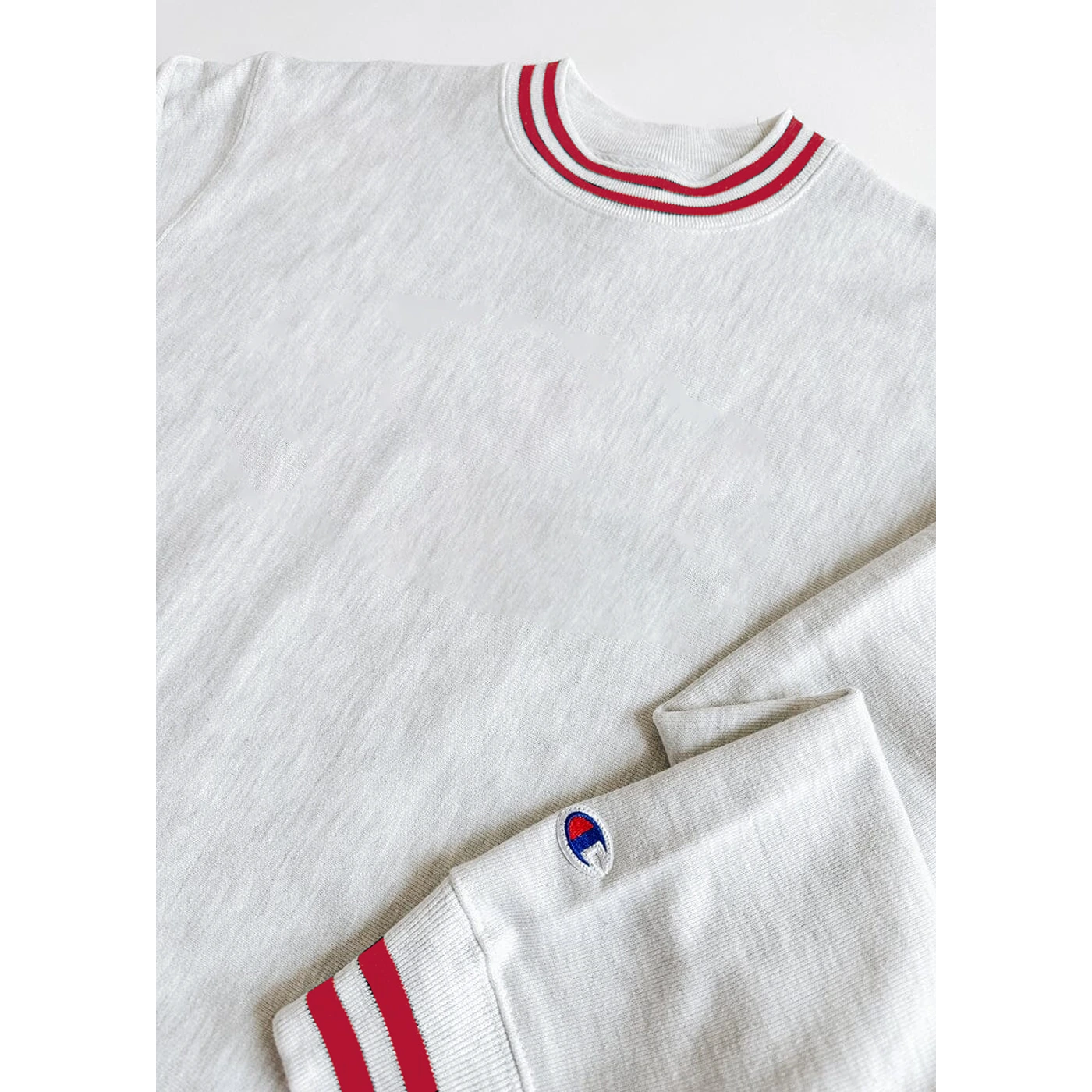 Grey Reverse Weave Red Stripe Sweatshirt | Montivo Pakistan